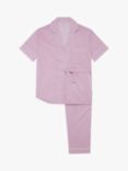 myza Striped Organic Cotton Short Sleeve Pyjama Set, Mauve/White