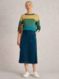 White Stuff Maren Organic Cotton Blend Corduroy Skirt, Dark Teal