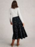 White Stuff Quinn Organic Cotton Blend Corduroy Skirt, Black/Multi