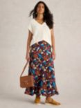 White Stuff Sara Midi Skirt, Navy/Multi