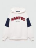 Mango Kids' Nantes Cotton Slogan Hoodie, Natural White