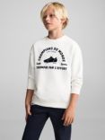 Mango Kids' Equipe Cotton Slogan Sweatshirt, Natural White