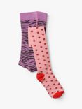 Stych Kids' Zebra & Heart Tights, Pink/Multi