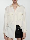 Mango Flap Pockets Oversized Shirt, Light Beige