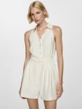 Mango Arrow Sleeveless Playsuit, Off White