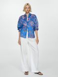 Mango Lena Floral Shirt, Blue/Multi