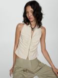 Mango Galy Stripe Zip Top, Light Beige