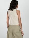 Mango Galy Stripe Zip Top, Light Beige