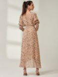 Jolie Moi Puff Sleeve Maxi Dress, Brown/Multi