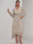 Jolie Moi Puff Sleeve Maxi Dress, Cream/Multi