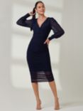 Jolie Moi Long Sleeve Ruched Midi Dress, Navy