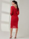 Jolie Moi Plunge Long Sleeve Midi Dress, Red