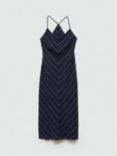 Mango Graciela Stripe Linen Blend Dress, Navy