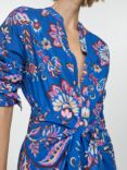 Mango Lena Floral Bow Dress, Blue/Multi