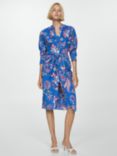 Mango Lena Floral Bow Dress, Blue/Multi