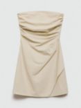 Mango Terry Ruched Bandeau Mini Dress, Beige