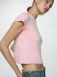 Mango Cenote Lettuce Hem T-Shirt, Pink