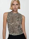 Mango Galeria Leopard Print Knit Top, Multi