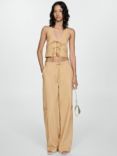 Mango Coral Wide Leg Trousers, Sand