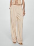 Mango Amelia Tailored Linen Blend Trousers, Light Beige