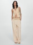 Mango Amelia Tailored Linen Blend Trousers, Light Beige