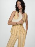 Mango Luisma Stripe Linen Blend Waistcoat, Yellow/Multi