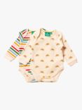 Little Green Radicals Baby Organic Cotton Rainbow Bodysuit, Pack of 2, Cream