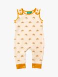 Little Green Radicals Baby Organic Cotton Rainbow Dungarees, Cream