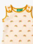 Little Green Radicals Baby Organic Cotton Rainbow Dungarees, Cream