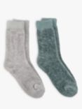 totes Chenille Bed Socks, Pack of 2, Sage/Grey