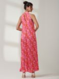 Jolie Moi Halter Pleated Maxi Dress, Pink/Multi