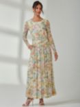 Jolie Moi Floral Mesh Maxi Dress, Yellow/Multi