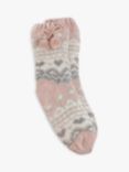 totes Fairisle Chenille Slipper Socks, Pink Fairisle