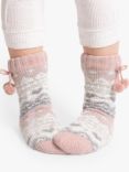 totes Fairisle Chenille Slipper Socks, Pink Fairisle