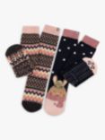 totes Slipper Socks, Pack of 2, Rabbit / Fairisle