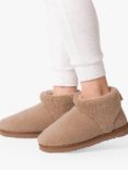 totes Curly Faux Fur Boot Slippers, Beige