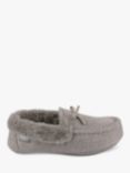 totes Faux Fur Cuff Herringbone Moccasin Slippers, Grey