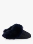 totes Textured Faux Fur Slippers, Navy