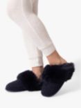 totes Textured Faux Fur Slippers, Navy