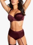 Panache Grace Satin Underwired Low Balcony Bra, Bordeaux Red