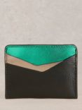 White Stuff Sloane Leather Card Holder, Black/Multi