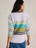 White Stuff Talia Stripe Jumper, Grey/Multi