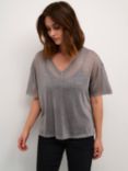 KAFFE Julia Glitter Short Sleeve Jumper, Steeple Gray