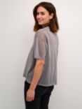 KAFFE Julia Glitter Short Sleeve Jumper, Steeple Gray