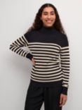 KAFFE Lizza Stripe Jumper, Black/Natural