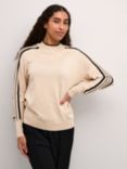 KAFFE Henriette High Neck Jumper, Beige/Black