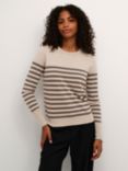 KAFFE Lizza Stripe Jumper, Stone/Brown