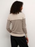 KAFFE Lizza Stripe Jumper, Stone/Brown