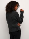 KAFFE Vera Zipper High Neck Cardigan, Dark Grey Melange