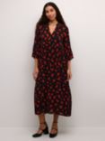 KAFFE Amber Floral Dress, Black/Red